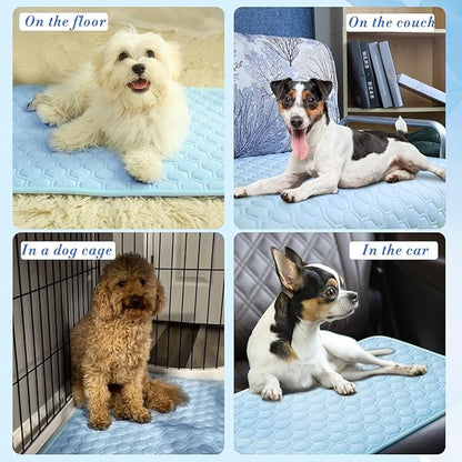 SISROL Dog Cooling Mat, Q-MAX>0.5 Chill Cool Fiber, Thicken Non-Slip Washable Pet Cooling Pad, Non-Toxic Portable Indoor & Outdoor Cooling Bed for Small Medium Large Cats & Dogs