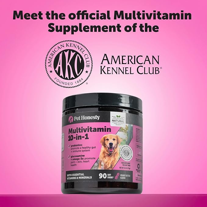 10-in-1 Dog Multivitamin Supplement with Glucosamine & Probiotics - Hip & Joint Support, Digestive Health, Immune Support, Heart & Skin - All-in-One Daily Vitamins & Omega-3s for Dogs (Chicken 180 Ct)