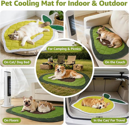 LOOBANI Dog Cooling Mat 60"x40"- Cute Avocado Design Cooling Mat for Dogs (Cool & Warm Side), Waterproof Self-Cooling Mat for Crate, Floor, Car for Medium Dogs, Cats, Pet, Green 60"x40"