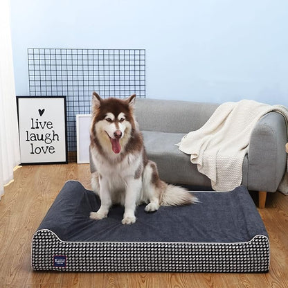 Laifug Orthopedic Memory Foam Extra Large Dog Bed with Pillow and Durable Water Proof Liner & Removable Washable Cover & Smart Design