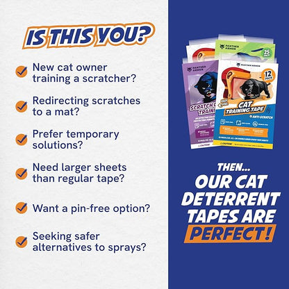 20 Pack Cat Scratch Furniture Protector Tape Sheets, Double-Sided Sticky Training (10 XL, 8 Large, 2 Medium), Anti-Scratch Couch & Sofa Guard,Clear,Not for Leather, Velvet, Microfiber