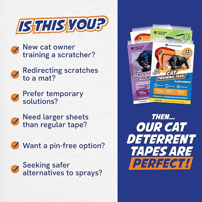 24 Pack Cat Scratch Furniture Protector Tape Sheets – Double-Sided Sticky Training (10 XL, 10 Large, 4 Medium) – Anti-Scratch Couch & Sofa Guard – Clear – Not for Leather, Velvet, Microfiber