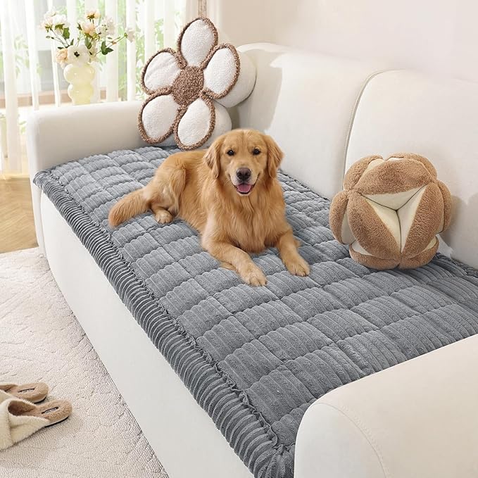 OstepDecor Washable Couch Cover for Dogs, Thick Pet Friendly Sofa Covers, Soft Couch Protector, Paw Cart Sofa Slipcovers, Cushion Protector for Leather, Sectional, Loveseat (27.6" x 82.7", Blue Grey)