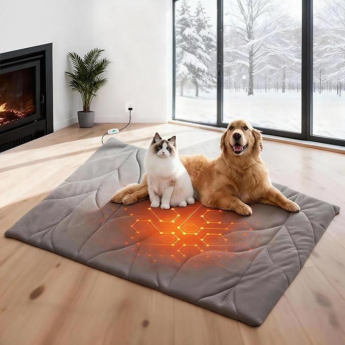Vagascape Dog Pad (31"x20") - Waterproof Mat & Pet Bed for Indoor and Outdoor Use, Chew Resistant Cord, Machine Washable Cover with Wheat Pattern Quilting, for Cats and Pets