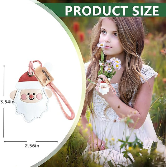 Leather Keychain Holder Case Compatible with AirTag,Cute Protective Cover with Keyring and lanyard,Anti-Scratch Finder GPS Tracker Case for Wallet Keys,bag,pets,Backpack(J)