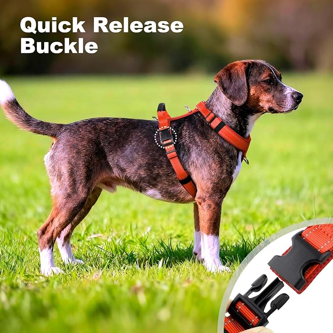 No Pull Dog Harness with Handle, Soft Mesh Padded Adjustable for Small Medium Large Dogs | Reflective Easy Walk Harness with Front Clip for Training, Running & Outdoor (Orange, XS)