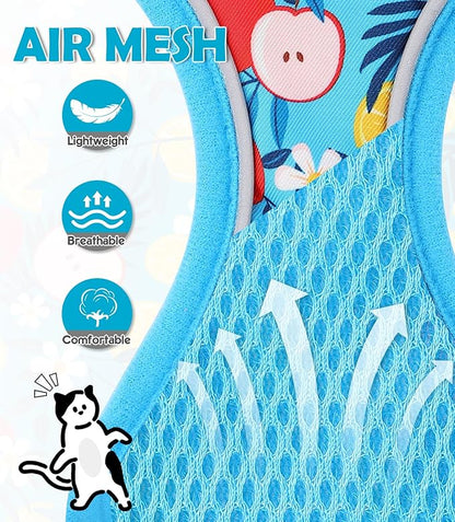 Halypet Cat Harness and Leash Set[MAX Safety 4th-Gen] Cute Escape Proof Vest Harness for Girl&Boy Cat Walking, Comfortable Adjustable Leash and Reflective Strips for Outdoor Kitten, S Azure Floral