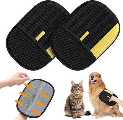 Pet Hair Remover - 2025 New Electrostatic Magic Brush Pet Hair Remover Glove, Reusable Cat & Dog Hair Remover Tool for Clothing, Couch, Furniture, Carpet, Car Seat, Cat Grooming Glove, 2 PCS