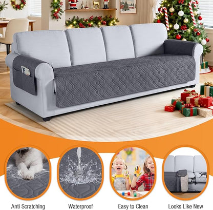 VANSOFY Couch Cover, Waterproof Sofa Covers Washable Slipcover Furniture Protector Couch Seat Covers Non-Slip Couch Cover for Dogs, Pets(Oversized Sofa, Dark Gray)