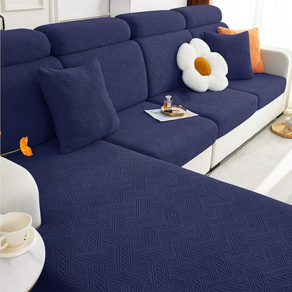 hyha Individual Couch Cushion Covers, Stretch Magic Sofa Seat Cushion Covers Washable, Dog Couch Sofa Slipcover for Pets, Kid with Elastic Bottom(Back Cover L, Navy)