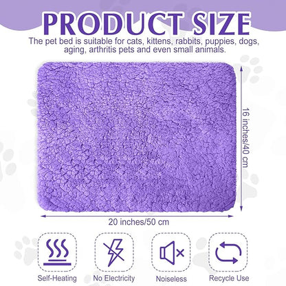 Drydiet 4 Pack Self Warming Cat Pads Self Heating Cat Mat Washable Homeless Dogs Thermal Pads Kennel Pad Reflects Body Heat Warm Crate Bed Mat for Indoor Outdoor Pet(Purple,16 x 20 Inch)