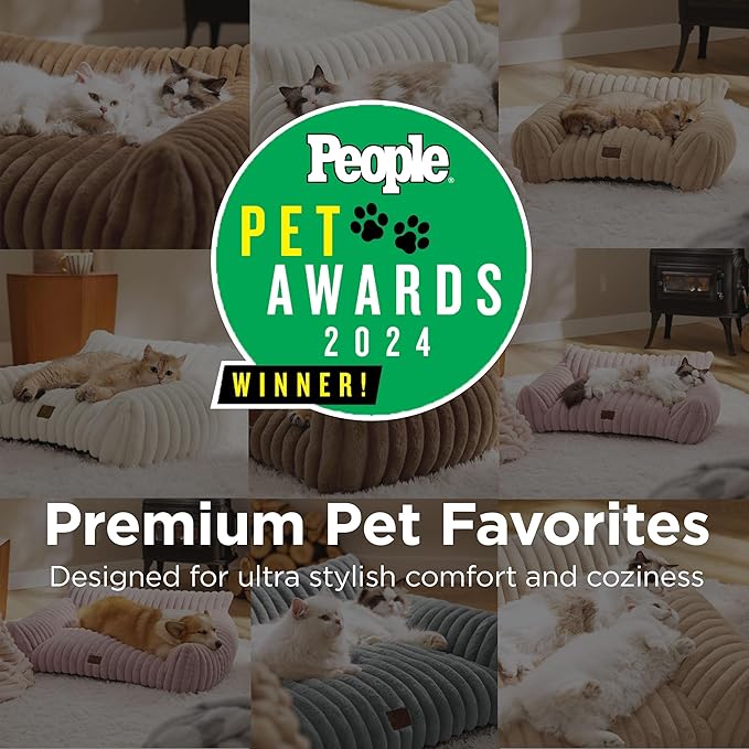 Bedsure ComfyFleece™ Cute Cat Couch for Pets - As Seen on TV on Good Day New York, Small Medium Dog Bed, Supportive Couch Bed for Small Dogs, 30 Inch, Garden Green