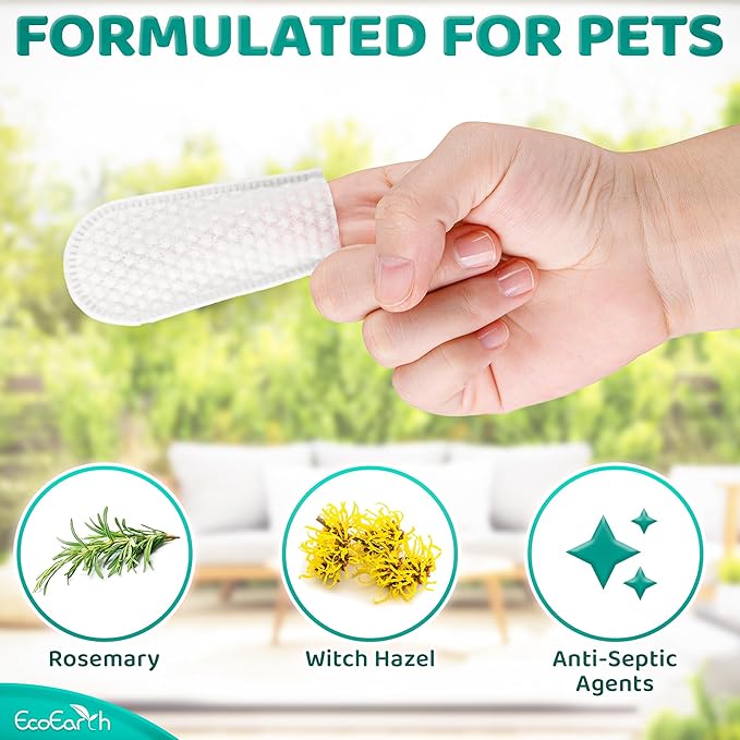 Premium Dog Ear Cleaner Wipes - 50 Pcs - Pet Ear Cleaning Finger Wipes - Pearl-Embossed Texture - Disposable Wipes