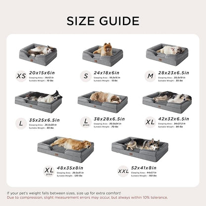 Bedsure L Plus Orthopedic Dog Bed for Large Dogs - Washable Dog Cat Bed Waterproof, L Plus Big Comfort Dogs Couch Sofa with Washable Removable Cover, Pet Bed with Nonskid Bottom, Ember Clay, 38"