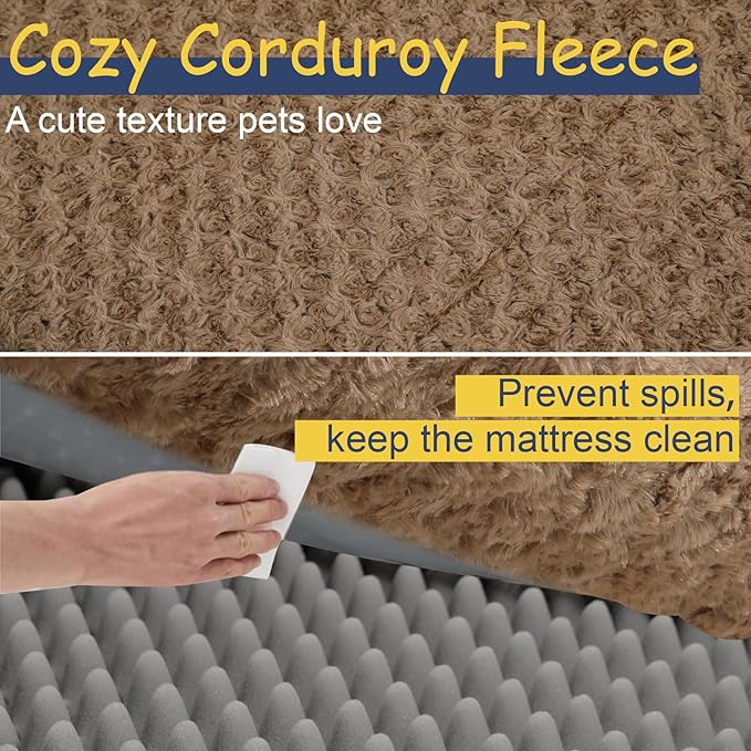 Orthopedic Dog Bed for Large Medium Sized, Washable Memory Foam Large Dog Bed, Medium Pet Sofa with Removable Cover, Washable Waterproof Pet Couch Beds(Brown, M)