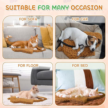 3 Pack Self Warming Pet Bed Leaf Shape Self Heating Cat Dog Mat Washable Thermal Sleeping Pad for Indoor Outdoor Hedgehog, Bunny, Sugar Glider, Rat, Chinchilla(Orange,Small-16 x20)
