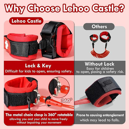 Lehoo Castle Toddler Harness with Leash, 3-in-1 Toddler Leash with Anti Lost Wrist Link for Toddlers, Kid Leashes for Girls, Baby Leashes for Toddlers (Minnie)