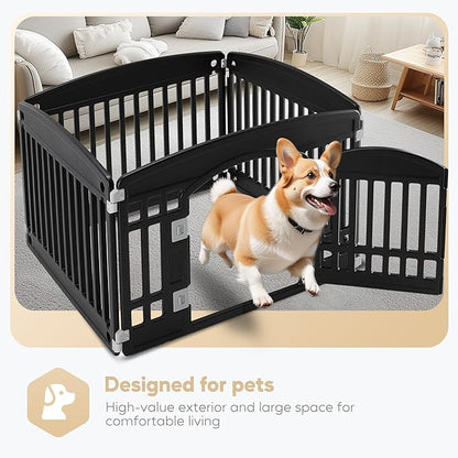 Simple Deluxe 24" 4-Panel Dog Playpen, Durable Pet Playpen with Secure Locking Door for Puppies & Small/Medium Dogs, Portable & Foldable Pet Fence, Black