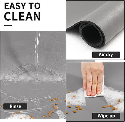 HotLive Dog Food Mat - Absorbent Cat Mat for Food and Water, No Stains Pet Feeding Bowl Mat, Easy to Clean Pet Placemats, Quick Dry Dog Water Dispenser Mat for Messy Drinkers | Grey 12"x 19"