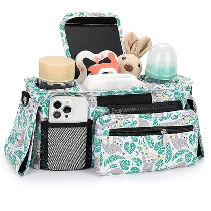 Accmor Universal Stroller Organizer with Insulated Cup Holder Detachable Phone Bag and Shoulder Strap,Stroller Bag Caddy Organizer Fits for Uppababy, Baby Jogger, Britax Strollers
