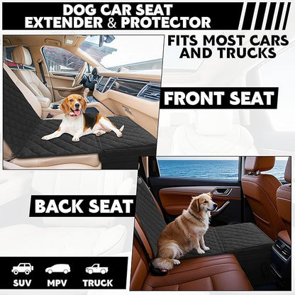 HOMBYS Back Seat Extender for Dogs,Dog Car Seat Cover with Storage Car Organizer,Dog Car Seat Extender with Storage for Front or Back Seat,Waterproof Scratch Proof Cover for Cars Trucks and SUVs,Large