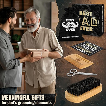AXIARA Christmas Dad Gifts from Daughter Son - Beard Kit for Men Grooming and Care with Brush, Comb, Scissors & Storage Bag - Best Dad Ever Gifts for Dads Father Stepdad, Beard Growth Kit for Men