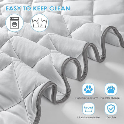 Langsprit Dog Cooling Mat, Washable Dogs Cats Pet Non-Toxic Cooling Pads Summer Sleeping Kennel Mats，Pet Self Cool Ice Blanket for Indoor & Outdoor Dog Beach Essentials Light Gray Small