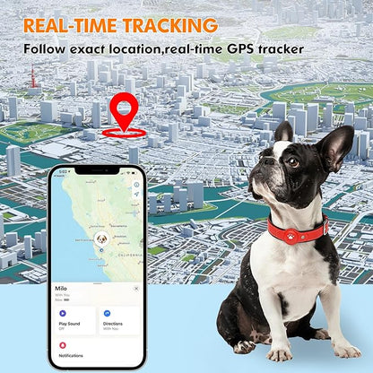 2-in-1 GPS Tracker for Dogs: Smart Pet Collar with Real-Time Tracking,No Monthly Fee/Subscription (iOS Only) Waterproof, Anti-Lost,365-Day Long Battery Life GPS Tracker Dog Collar(Tracker Included)