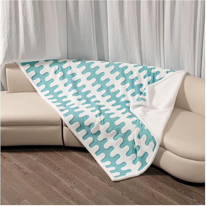 Waterproof Pet Blanket,Dog Bed Covers Couch Sofa Stylish Jacquard Pets Throw Blankets for Puppy Cats Washable Reversible Furniture Protection Covers (Blue Wave,L)