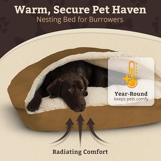 Snoozer Pet Products Luxury Rectangle Cozy Cave Dog Bed with Microsuede, Extra Large, Camel