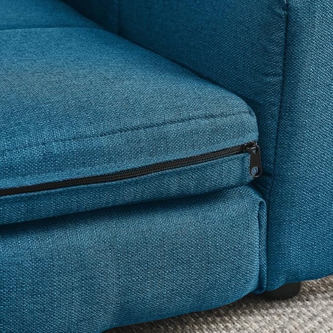 Dog Couch Bed with Backrest and Armrest, Durable Pet Sofa with Soft Foam Cushion, Elevated Dog Couch Bed with Legs for Medium and Large Dogs, Blue