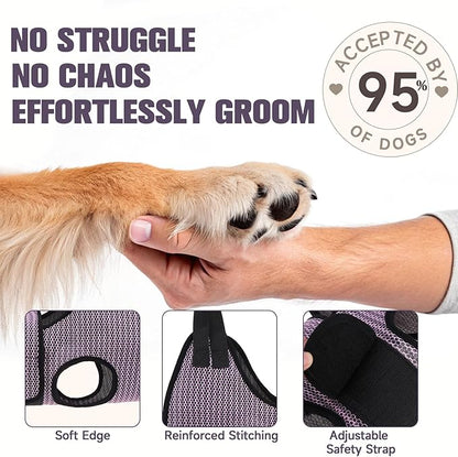 PAWCHIE Dog Grooming Hammock Harness for Dogs & Cats with Pet Nail Clipper Trimmer- Breathable Cat Hanger Sling for Trimming Clipping Nails-Dog Hammock Restraint Bag for Small Medium Large Dog, Pink M