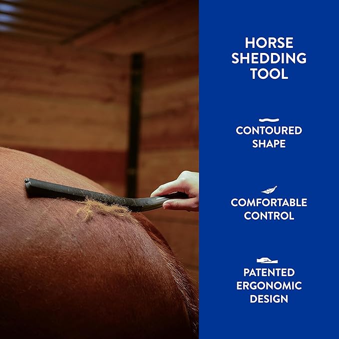 Wahl Professional Animal Equine Grooming Horse Shedding Tool (#858714) - Contoured Horse Shed Tool - Horse Hair Shedder & Deshedder - Removes Hair & Dirt - Horse Grooming Supplies - Black