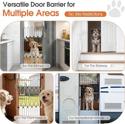 Metal Retractable Dog Gate for Front Door, Adjustable Pet Barrier & Door Blocker, Foldable Gate for Apartments, RVs, Indoor and Outdoor Use