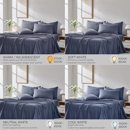 Southshore Fine Living, Inc. 21-Inch King Sheets Deep Pocket, 6-Piece Extra Deep Pocket King Sheet Set, Elastic Fitted Sheet, Oversized Flat, Machine Washable, Blue Pillow Cases, Dark Blue Sheets