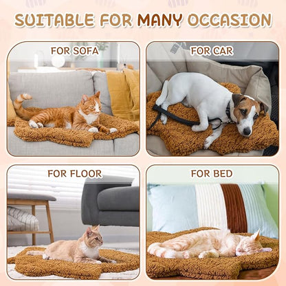 3 Pack Self Warming Pet Bed Leaf Shape Self Heating Cat Dog Mat Washable Thermal Sleeping Pad for Indoor Outdoor Hedgehog, Bunny, Sugar Glider, Rat, Chinchilla(Orange,Medium-18 x24)