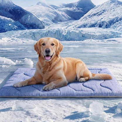 Dog Cooling Mat, Portable & Durable Cooling Mat for Dogs, Physical Heat Absorption, Anti-Slip Cooling Bed for Large Dogs 60–100 lbs (Golden Retriever, Lab, German Shepherd), 43x32 inches, Blue Wave