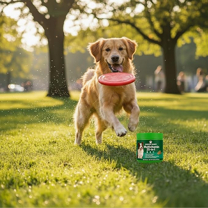 25-in-1 Multivitamin for Dogs – 90 Soft Chews with Glucosamine, Probiotics & Omega 3 – Hip Joint Support, Skin Coat, Gut Health & Immunity – Chicken Flavor, All Ages