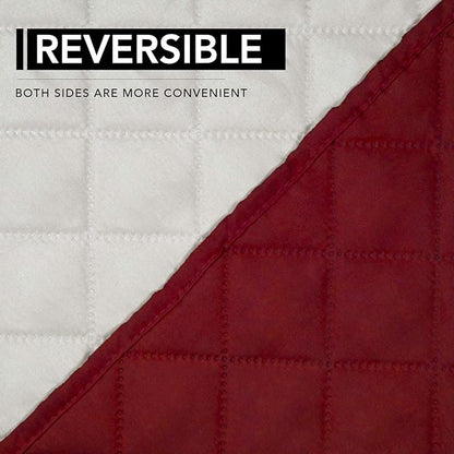 Easy-Going Oversized Recliner Cover Reversible Couch Cover Sofa Cover for Living Room Water Resistant Furniture Protector with Elastic Straps for Pets Kids (Oversized Recliner, Christmas Red/Ivory)