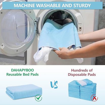 DAHAPYBOO Improvia Positioning Bed Pad 34"x36" with 4 Reinforced Handles,Washable Underpads 4 Pack Incontinence,Heavy Absorbency Reusable for Elderly, Kids Adults, Waterproof Quick Drying for Bed