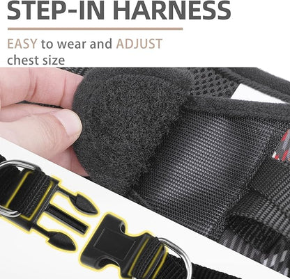 PUPTECK Dog Harness and Leash Set for Small Medium Dogs No Pull Step-in Soft Mesh Puppy Cat Vest Harnesses Reflective at Night, Plaid Pattern Black M