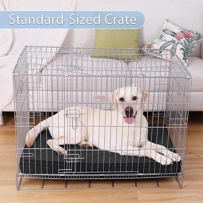Vonabem Outdoor Dog Bed Waterproof Washable, Jumbo Large Crate Bed 54 inch with Removable Cover, Pet Beds Foam Orthopedic, XXXL Durable Leather Anti-Slip Kennel Pad 53"x36" Black