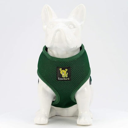 EcoBark Dog Harness - Soft Luxurious Mesh Over the Head No Pull No Choke Design - Breathable Halter Harness Vest - Eco-Friendly Easy Control for Puppy, Toy Breeds & Small Dogs (Small, Dark Green)