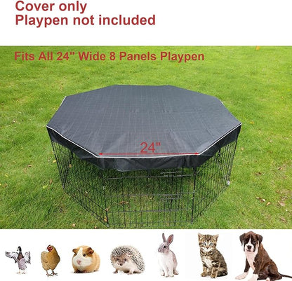 Dog Playpen Cover Sun/Rain Proof Top,Provide Shade and Security for Indoor and Outdoor,Dog Pen Cover Fits All 24 Inch 8 Panels Pet Playpen (Playpen not Include)