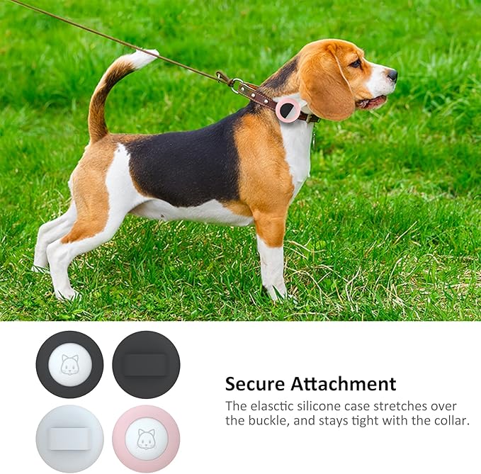2022 AirTag Cat Collar Holder, Compatible with Apple AirTag GPS Tracker, 2Pack Waterproof Case Cover for Pet Collar Within 3/8 inch (Black & Black & Pink & White)