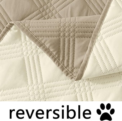 hyha Waterproof Dog Blanket, Reversible Pet Bed Blanket, Soft Sofa Couch Cover for Dogs Washable, Waterproof Pet Couch Covers for Sofa Puppy Cats Furniture Protector(30"x53", Taupe/Beige)