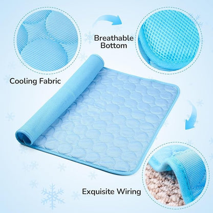 TerraKin Cooling Mat for Dogs and Cats, 27.6" x 21.7" Soft Pet Cooling Pad with Ice Silk Fabric, Comfortable for Crate, Bed, Floor, Sofa(Large, Blue)