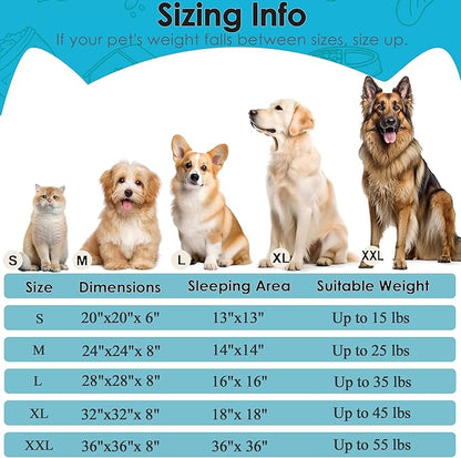 Hoewina Dog & Cat Bed, 20in Cat Beds for Indoor Cats, Calming Donut Bed for Puppy and Kitten, Washable Round Fluffy Pet Bed for Small Medium Dogs and Cats (Light Blue)