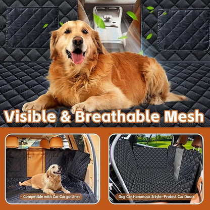 JSTHT Back Seat Extender for Dogs, Hard Bottom Dog Car Seat Cover for Back Seat Support 420lbs Waterproof Back Seat Pet Cover for Dogs Scratchproof Large Dog Hammock Bed for Cars SUV and Truck