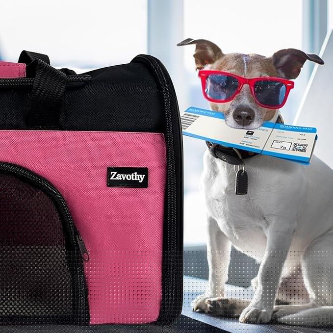 Zavothy TSA Airline Approved Soft-Sided Pet Carrier for Small to Medium Cats and Puppies, Up to 15 Lbs – Collapsible Travel Carrier for Dogs & Cats, Pink